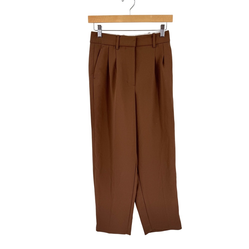 Wilfred Pleated Trousers Brown Size 2 High Rise Tapered Dress Pants Office Wear